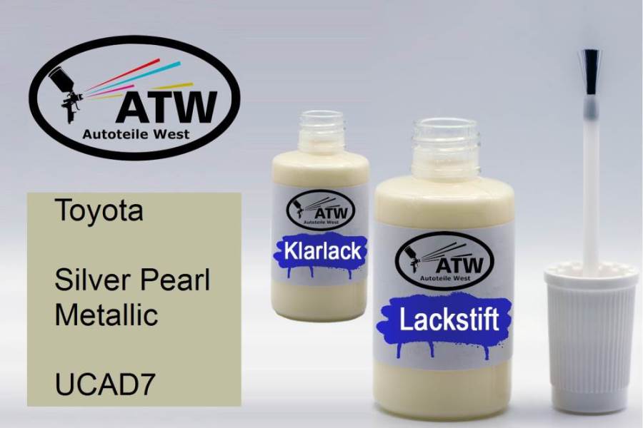 Toyota, Silver Pearl Metallic, UCAD7: 20ml Lackstift + 20ml Klarlack - Set, von ATW Autoteile West.